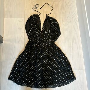 Zara chiffon dress with gold dot details. Ties at the back.